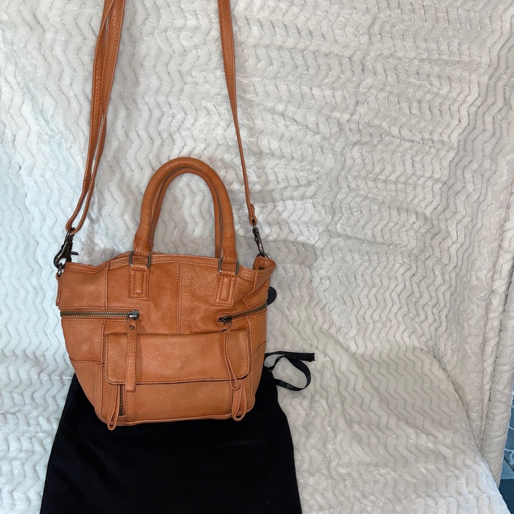 DAY & MOOD PEBBLED CORAL LEATHER CONVERTIBLE PURSE